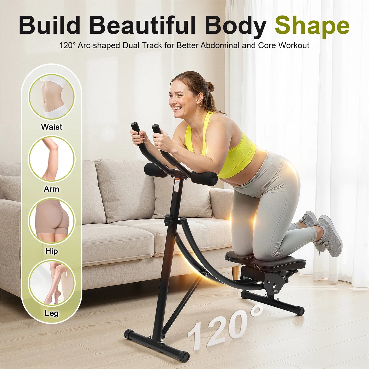 Ab Trainer Abdominal Bench With LED Monitor 330lb Capacity