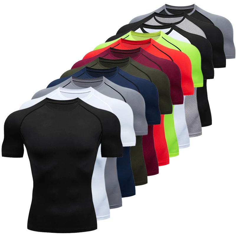 Men's Compression Shirt Short Sleeve Gym Top for Workout Fitness