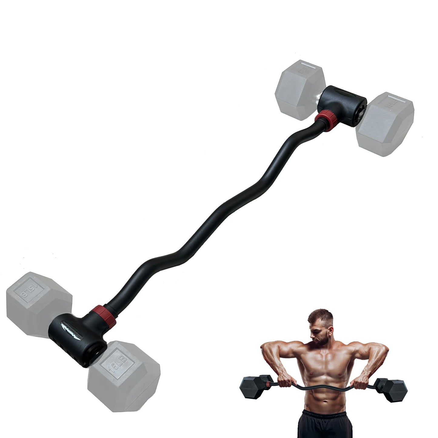 MARSAFIT Adjustable Dumbbell Converter Barbell Set And Kettlebell