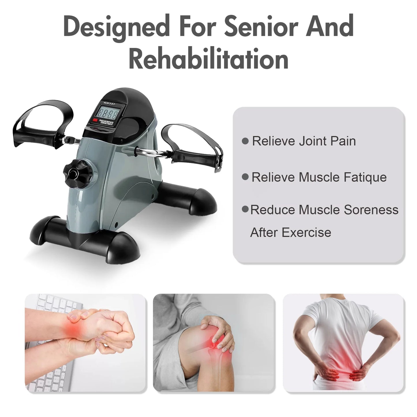 Mini Under Desk Pedal Exerciser With LCD Display For Leg And Arm Exercise