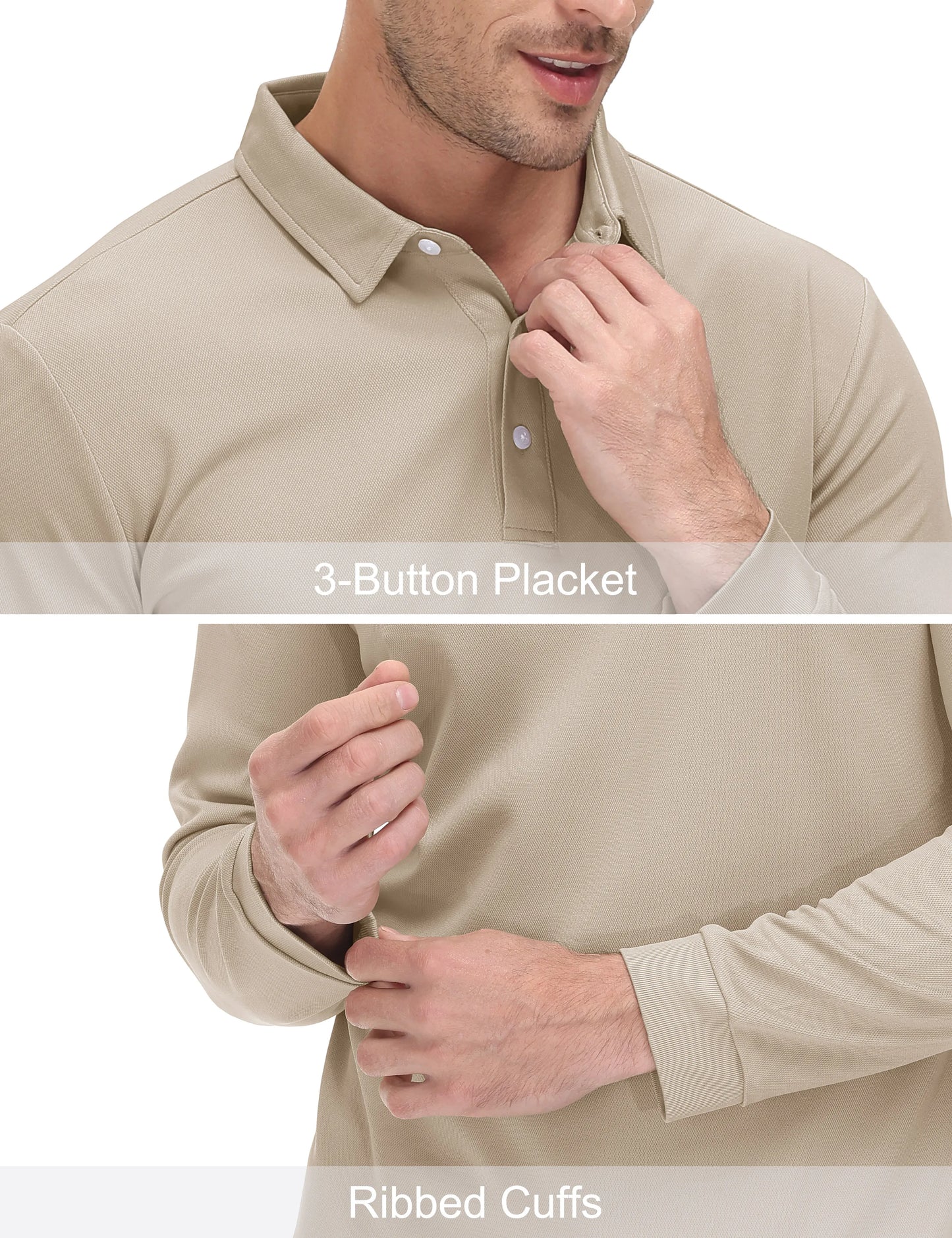 Men's Quick Dry Golf Polo Shirt Breathable Long Sleeve