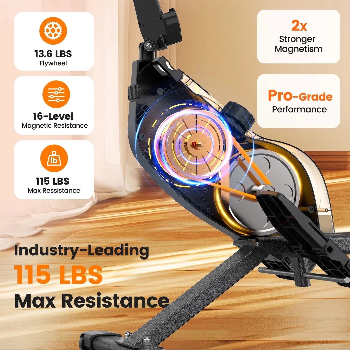 YOSUDA Magnetic Rowing Machine 350 Lb Weight Capacity Foldable