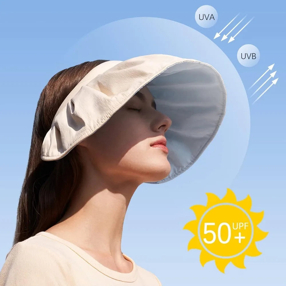 Womens Foldable Wide Brim Golf Visor With UV Protection