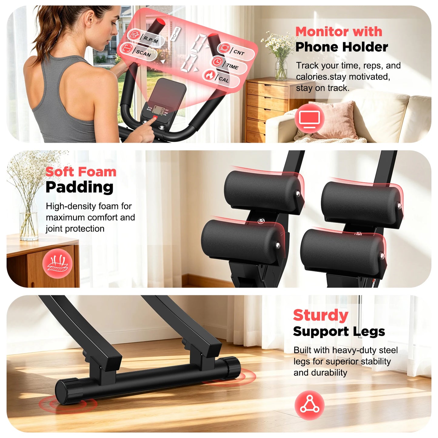 Foldable Dual Split-Track Ab Machine Core Trainer For Home Fitness