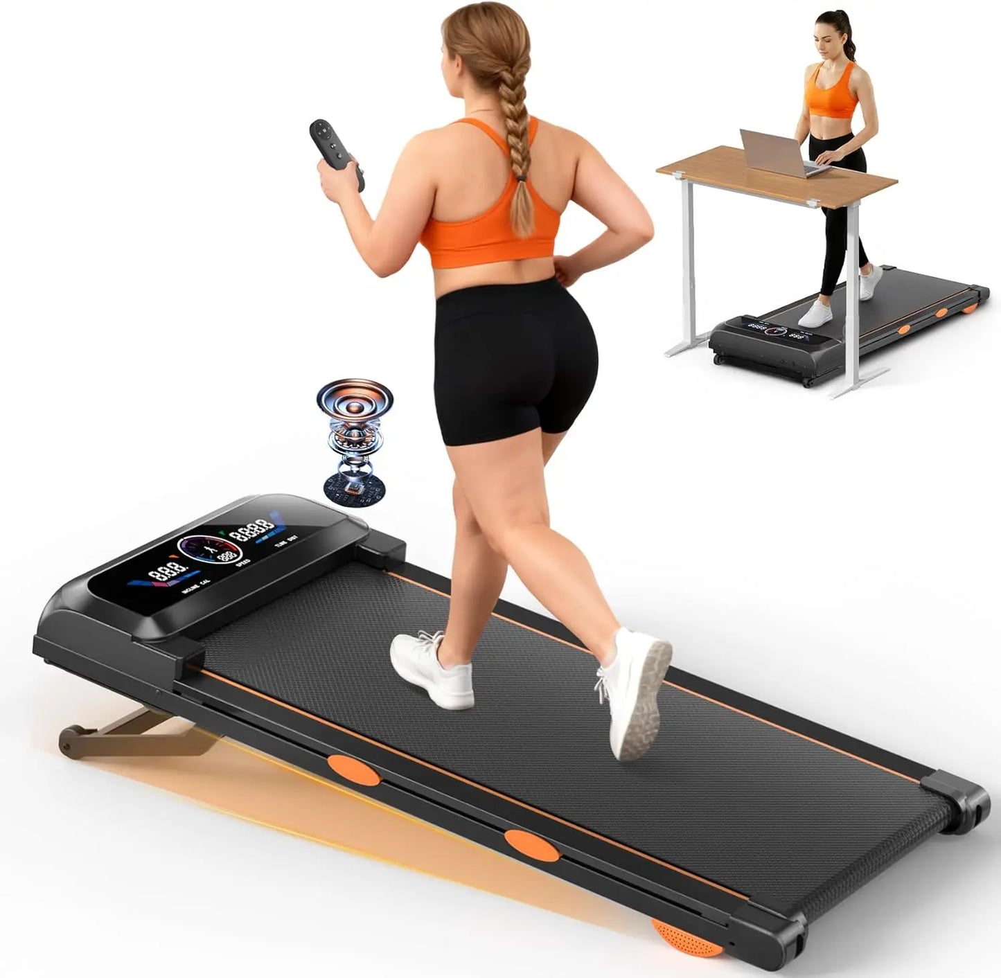 Under Desk Treadmill 3.5HP With 17% Auto Incline, 12 Levels