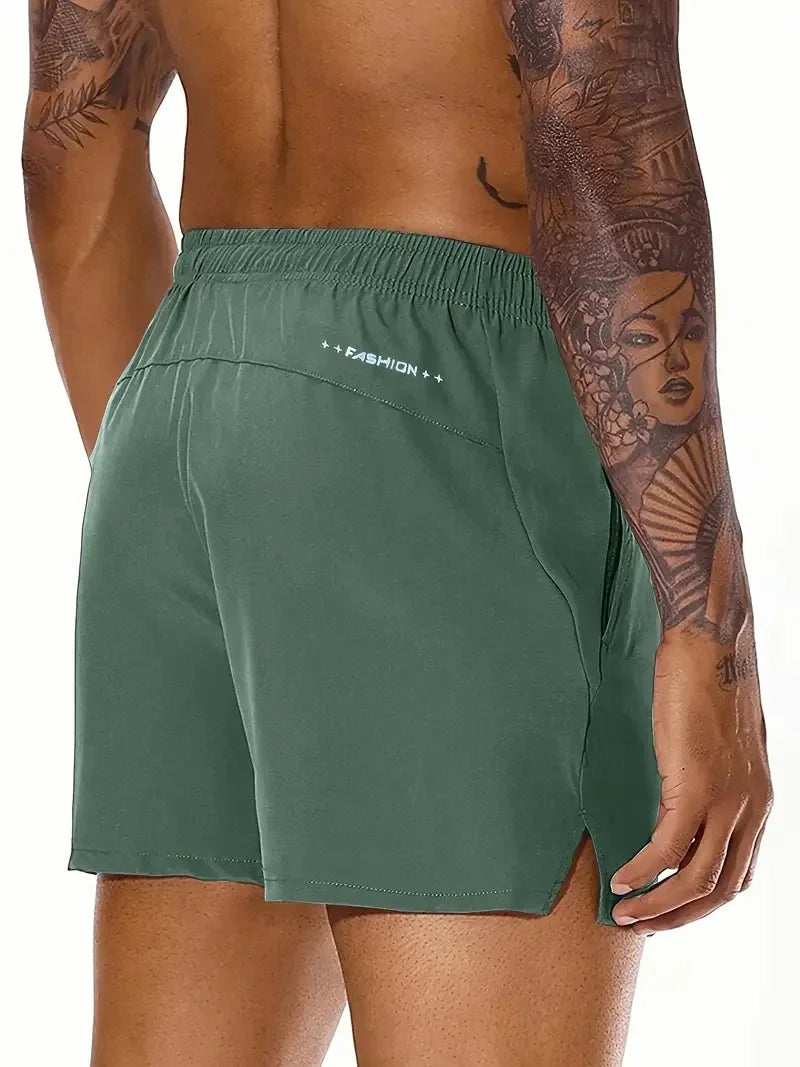 Men's Summer Beach Shorts Elastic Waist Pockets Lightweight Polyester