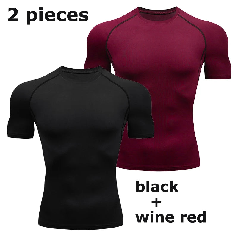 Men's Compression Shirt Short Sleeve Gym Top for Workout Fitness