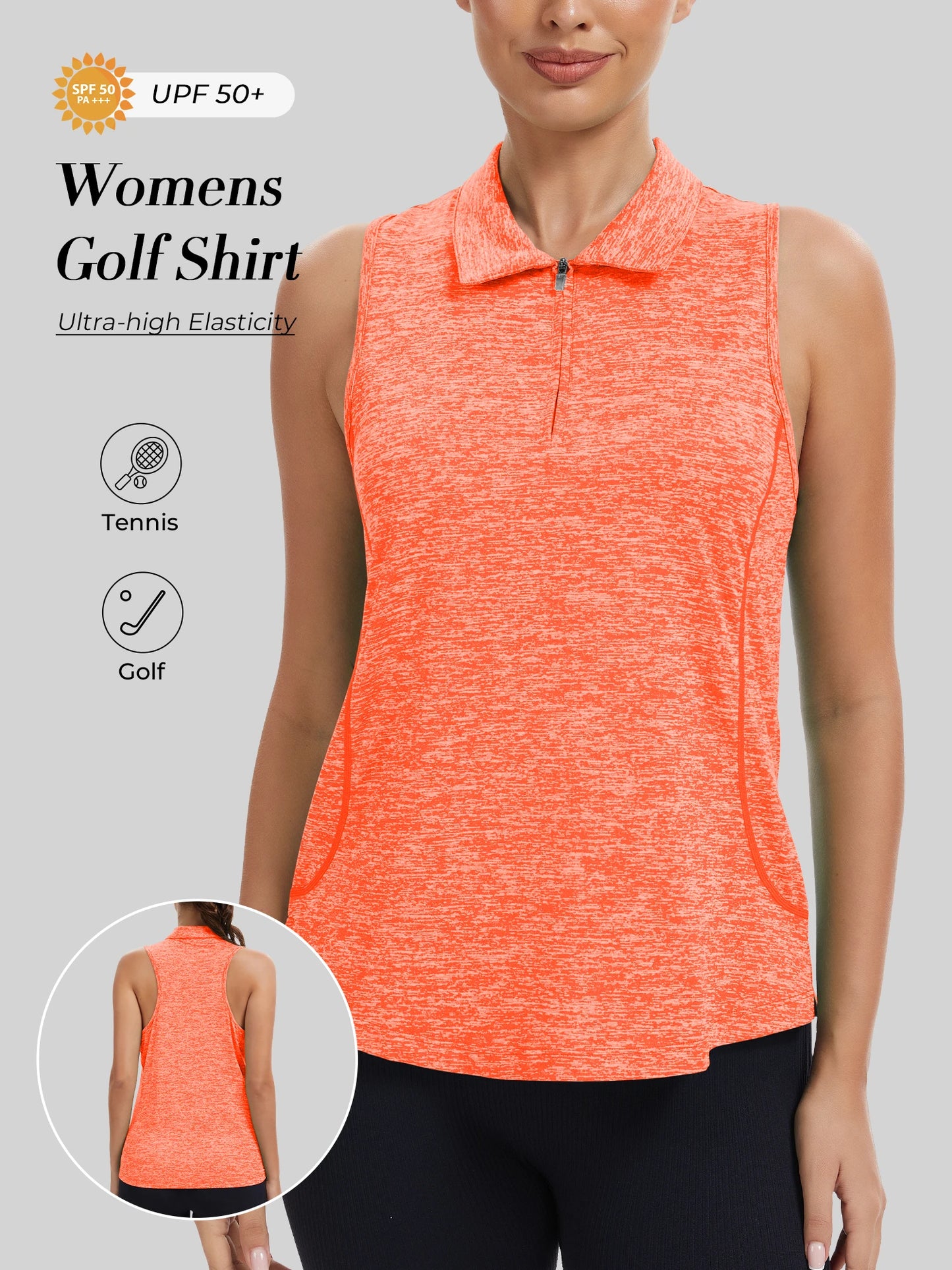 Women's Sleeveless Golf Polo Shirt With Moisture-Wicking Fabric
