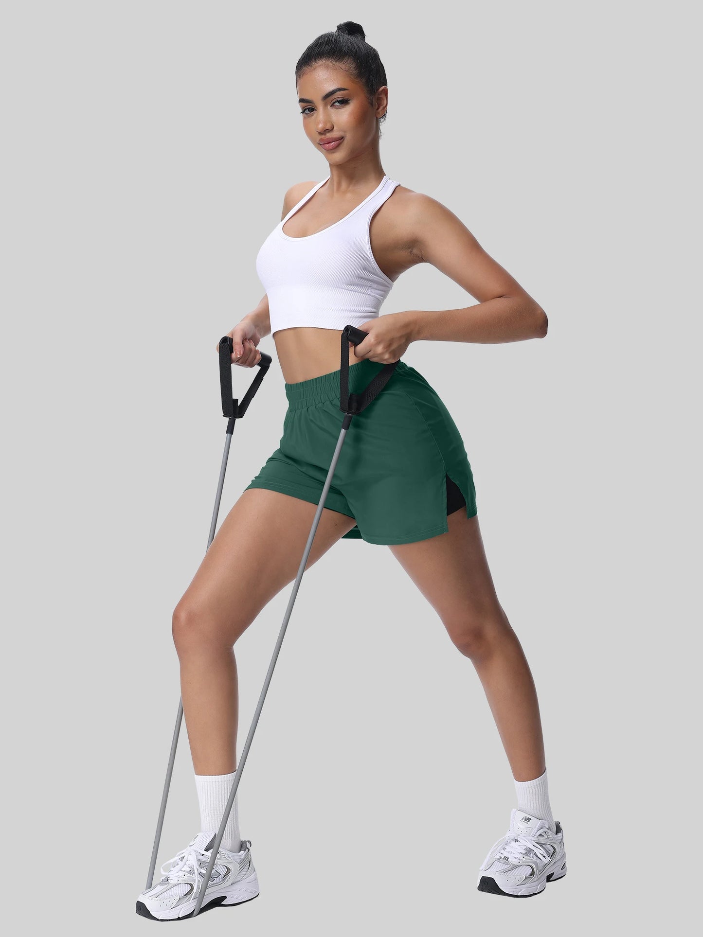 Women's Split Sports Shorts With Liner Breathable For Running