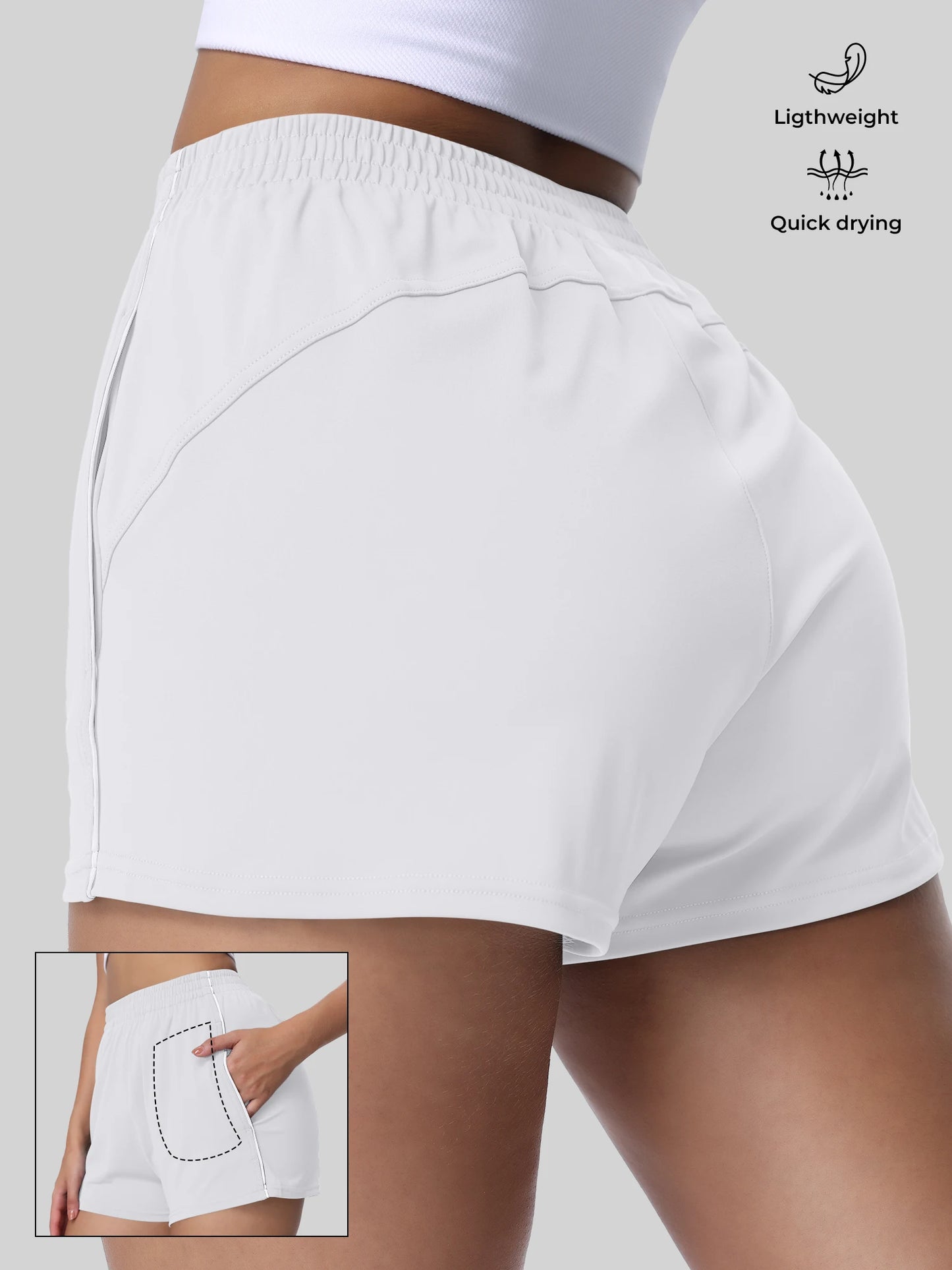 Women's High Waist Workout Shorts With Pockets Quick Dry Fitness