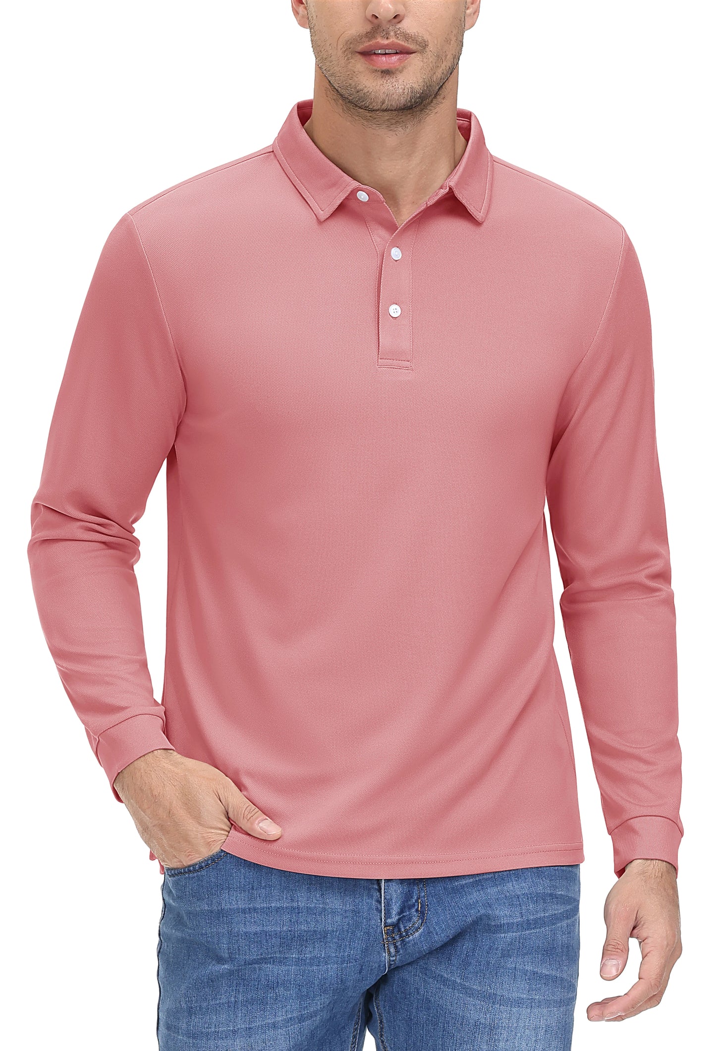 Men's Quick Dry Golf Polo Shirt Breathable Long Sleeve