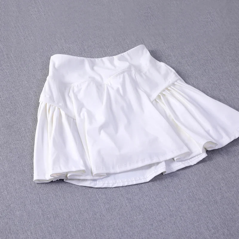 Womens Quick Dry Pleated Tennis Skort Double Layer Comfort