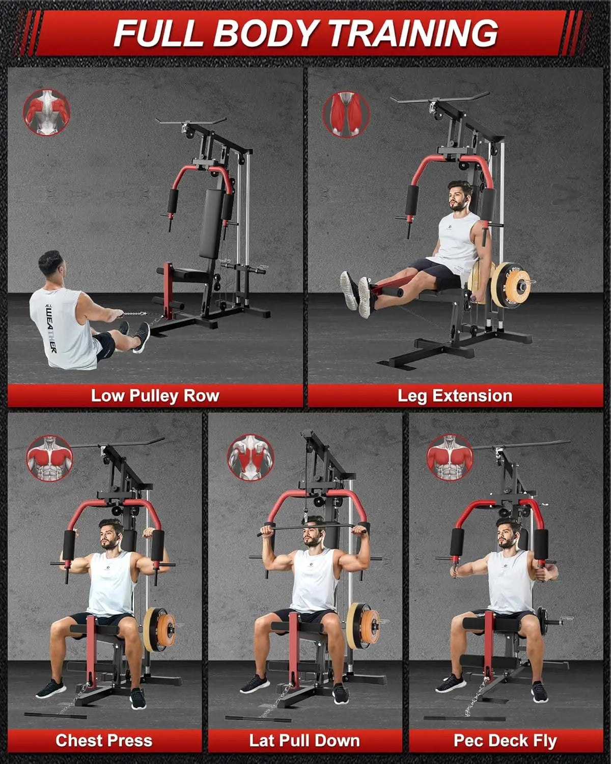 HiMISS Home Gym Machine With Chest Press Lat Pulldown