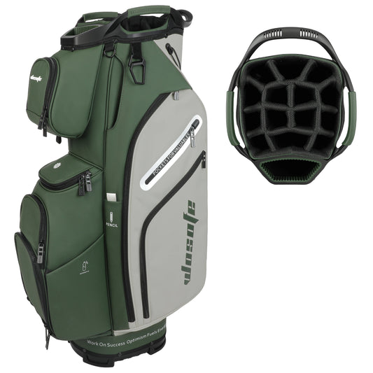 PU Leather Golf Cart Bag With 14 Way Dividers Durable