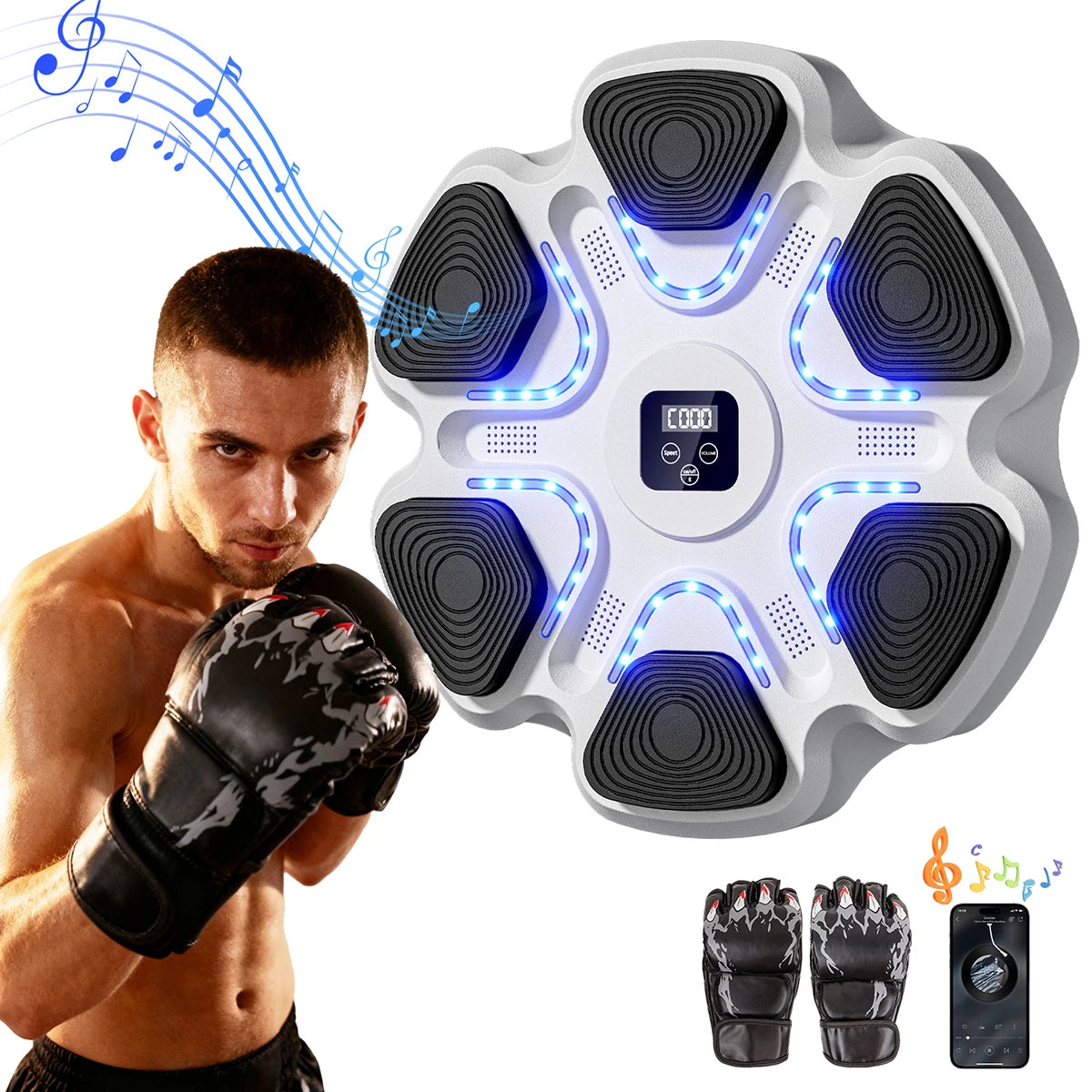 Music Boxing Machine With Smart Bluetooth Training Gloves For Home