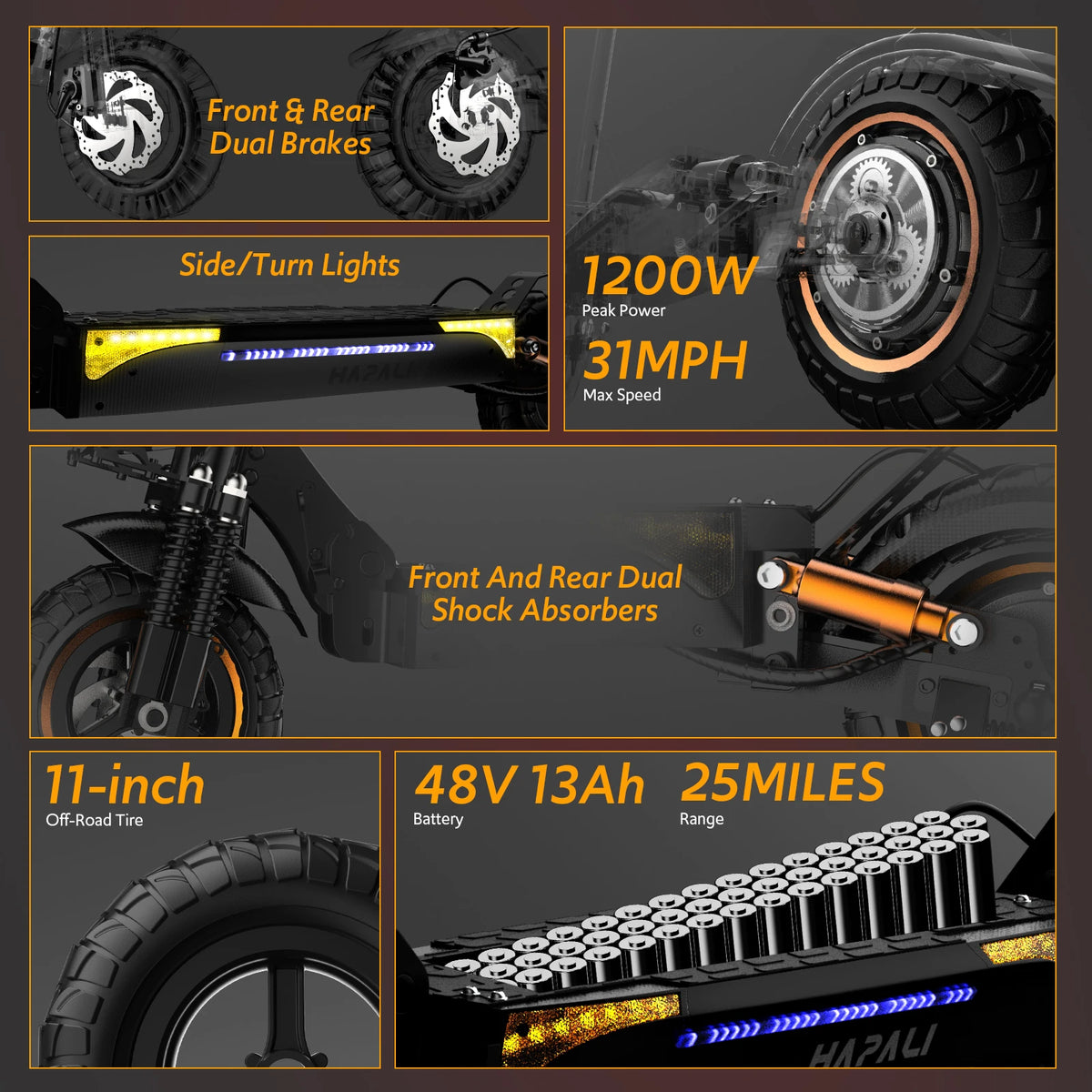 Osboo 1200W Off Road Electric Scooter With Dual Suspension and Disc Brakes
