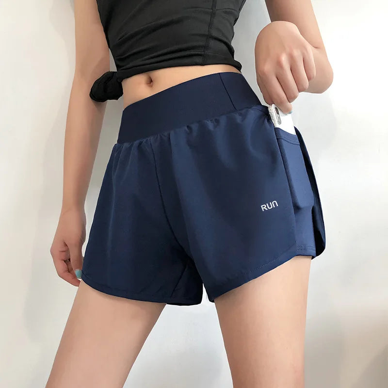 Women Yoga Shorts Quick Dry Fitness Running Shorts With Pocket