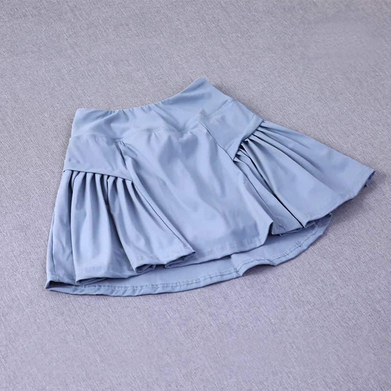 Women Nylon Tennis Skorts Quick Dry Pleated Double Layer