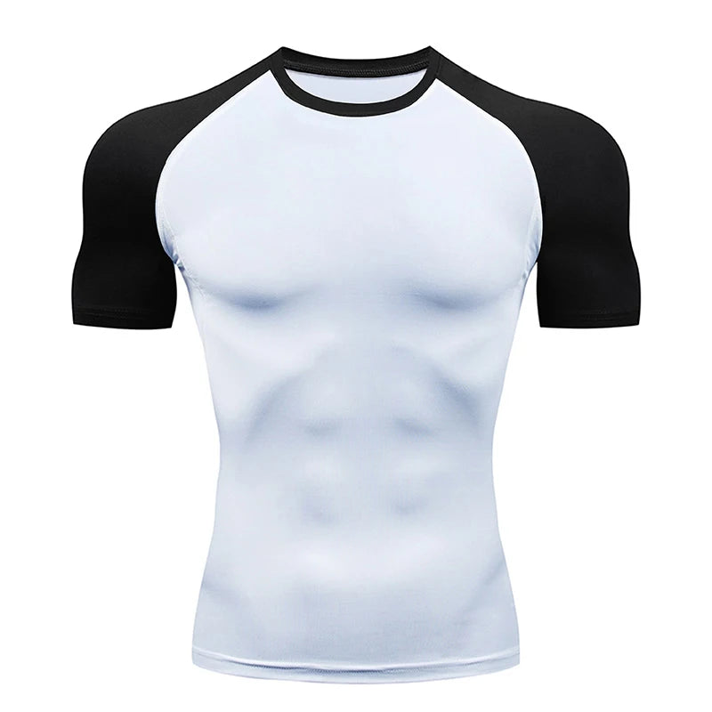 Men's Compression Shirt Short Sleeve Gym Top for Workout Fitness