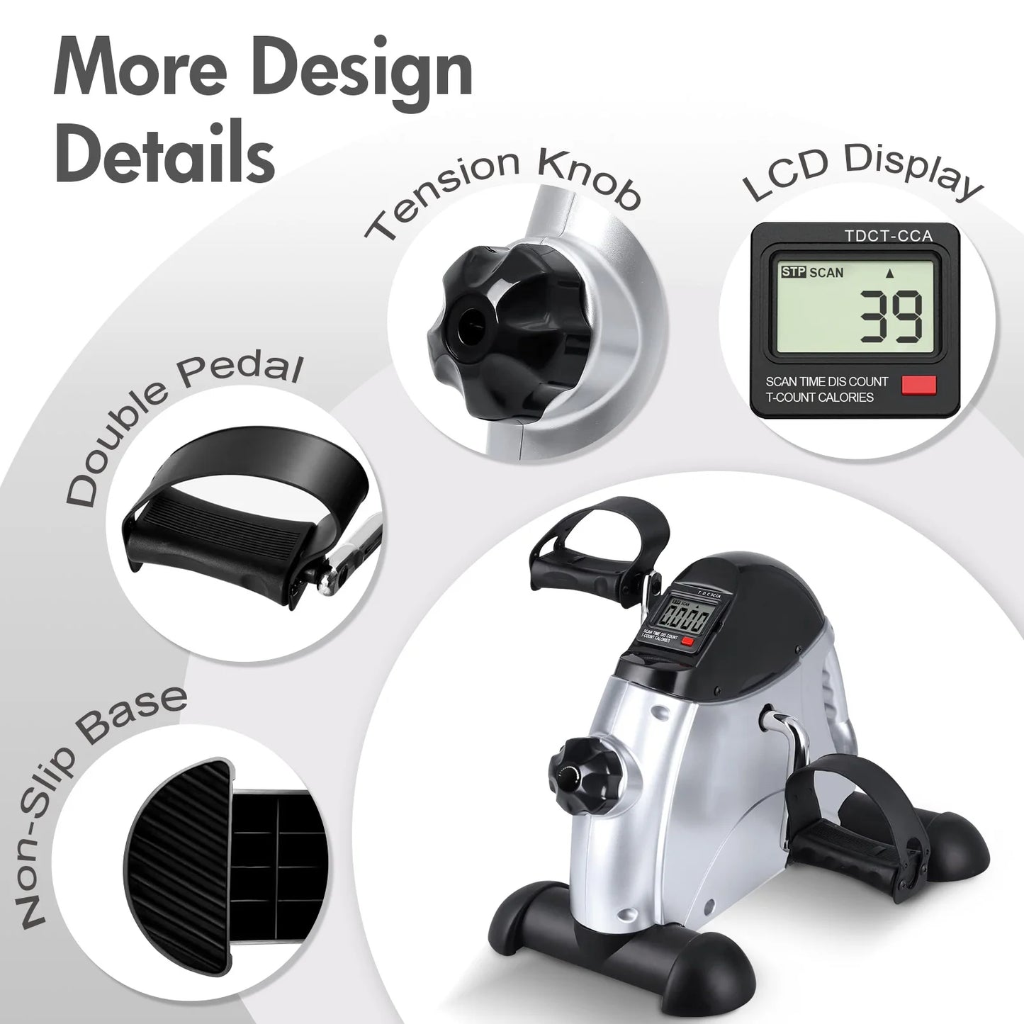 Under Desk Pedal Exerciser With LCD Display For Leg Arm Knee Therapy