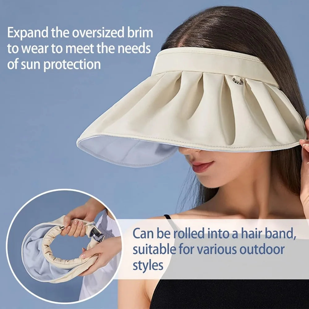 Womens Foldable Wide Brim Golf Visor With UV Protection