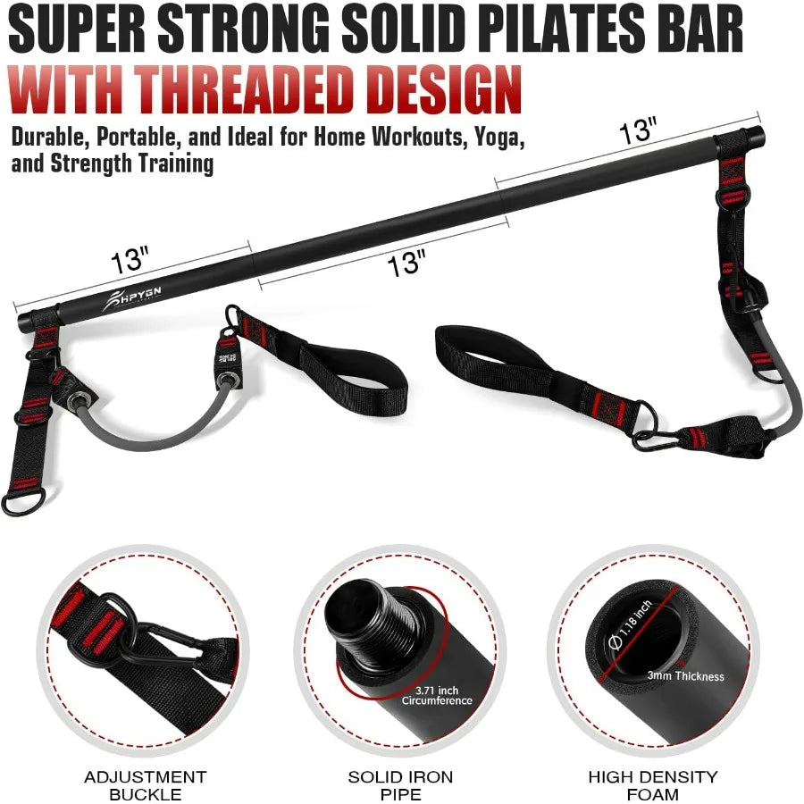 Pilates Bar Kit With Resistance Bands Heavy Duty Multifunctional Equipment