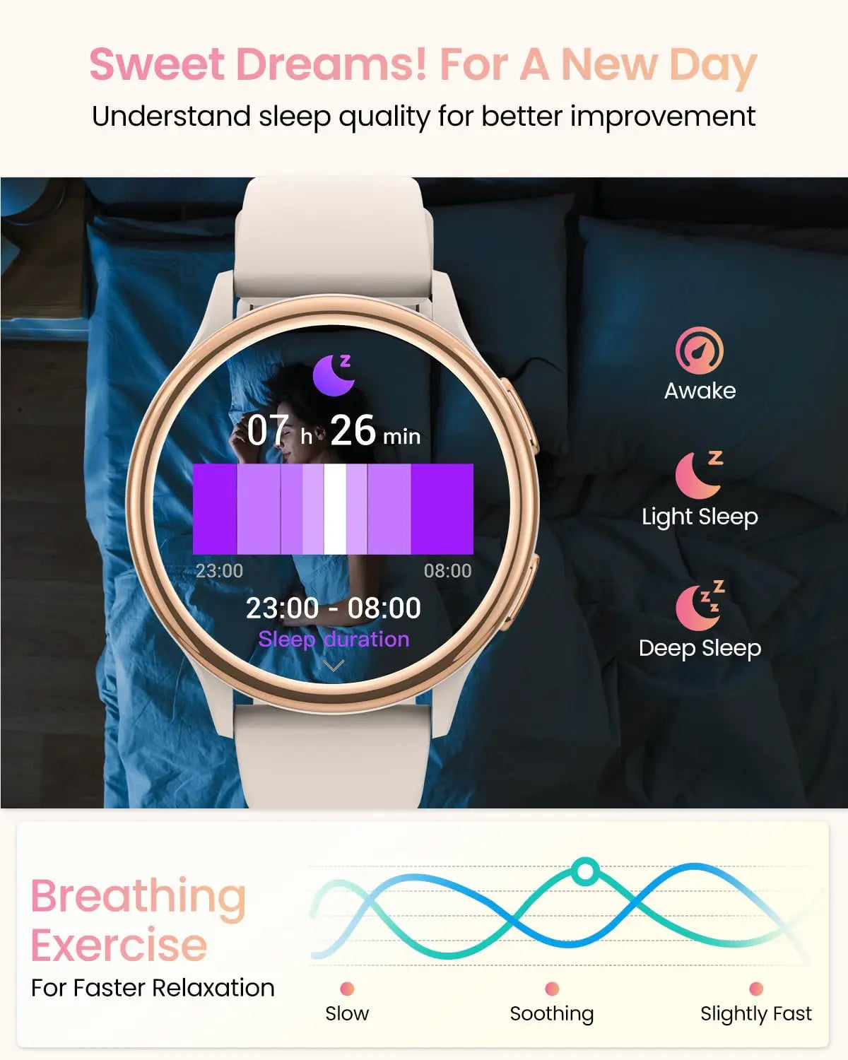 Bran Women Smartwatch Fitness Tracker for iPhone and Android