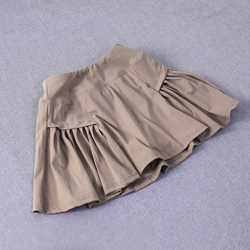 Women Nylon Tennis Skorts Quick Dry Pleated Double Layer