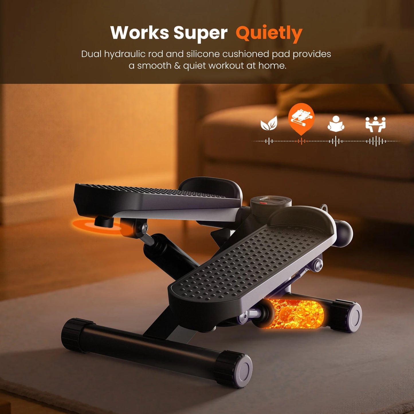 JHK Mini Stepper With Resistance Bands And LCD Monitor