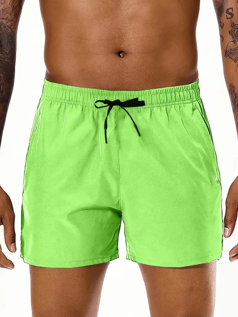 Men's Summer Beach Shorts Elastic Waist Pockets Lightweight Polyester