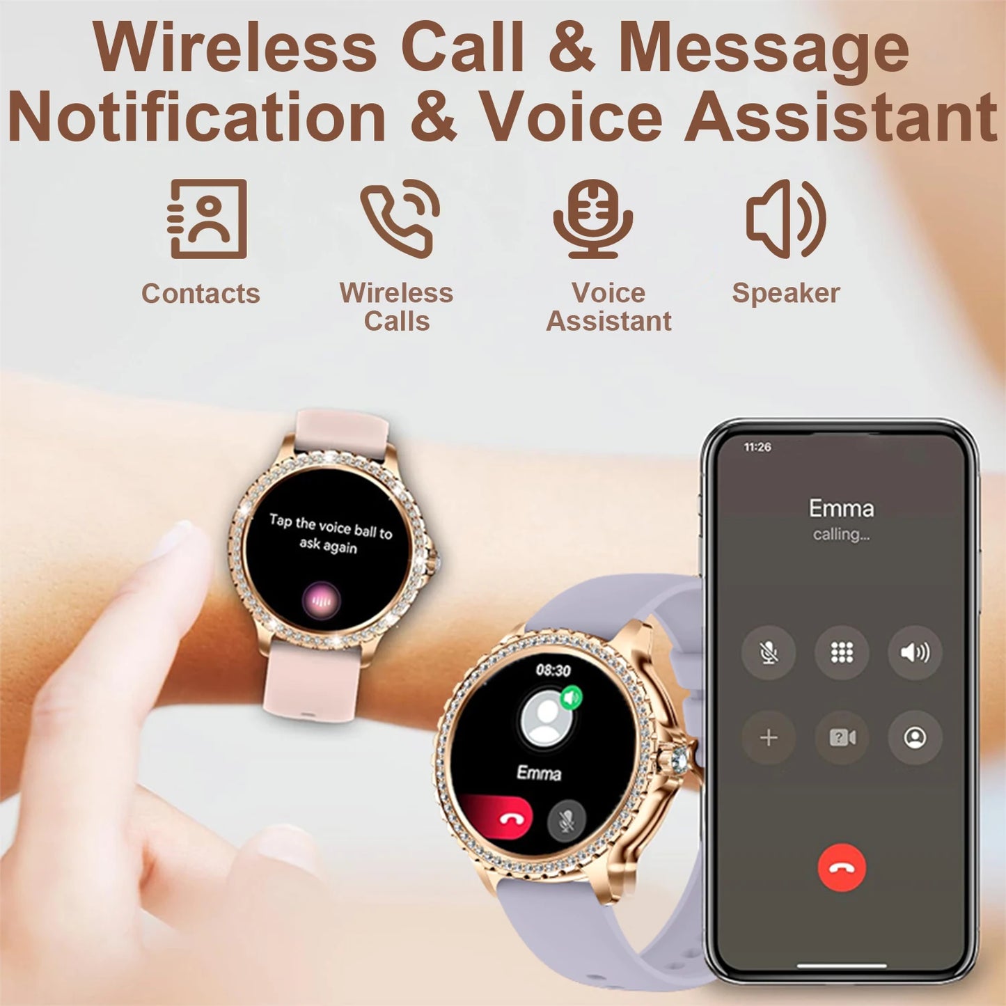 INNOFOVO Women's Smartwatch Touchscreen Fitness Tracker With Wireless Calls