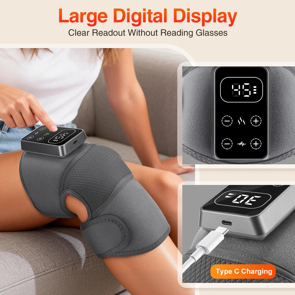 Hailicare Heated Vibration Knee Massager With Hot Compress Therapy