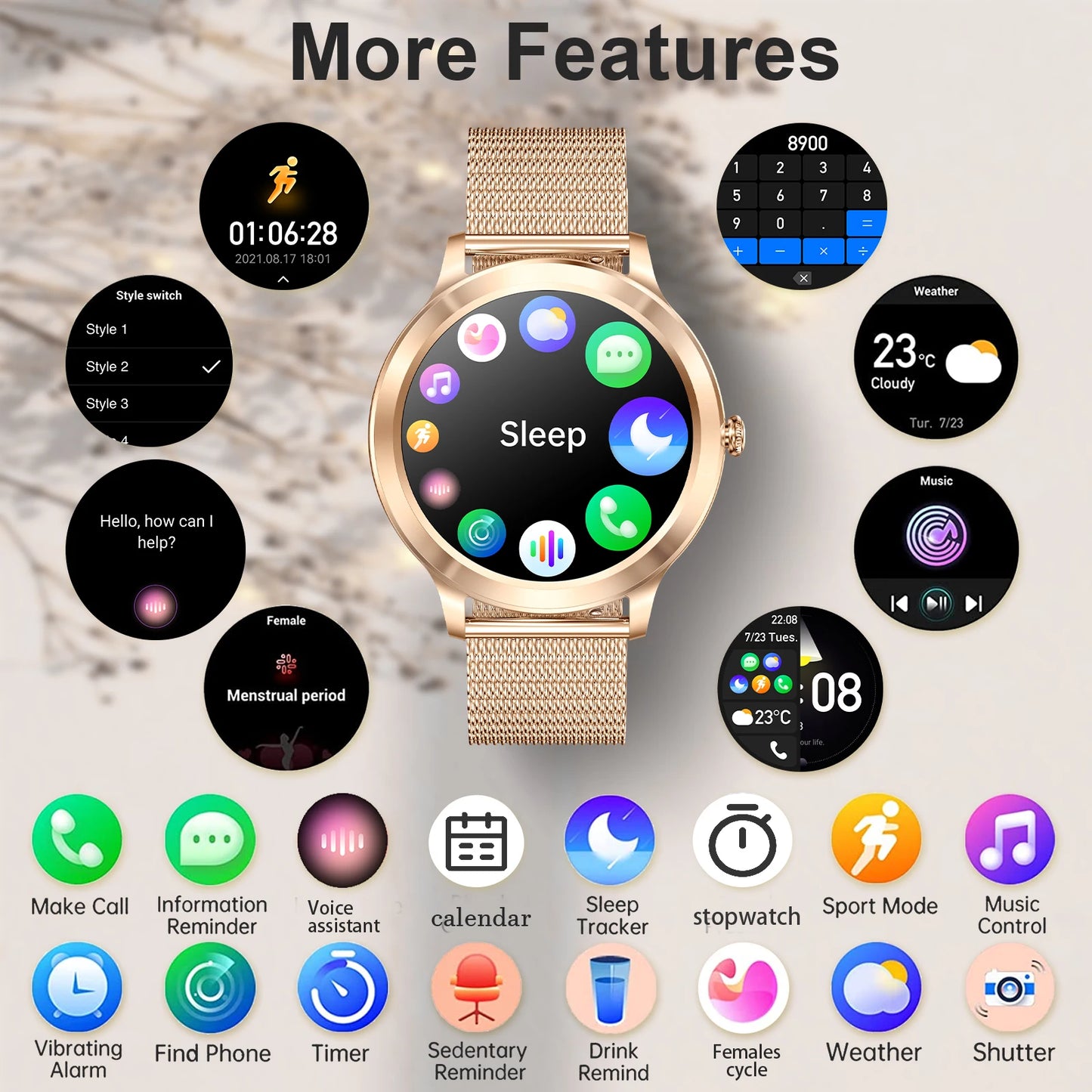 INNOFOVO Touchscreen Smartwatch With Long Battery And Alerts