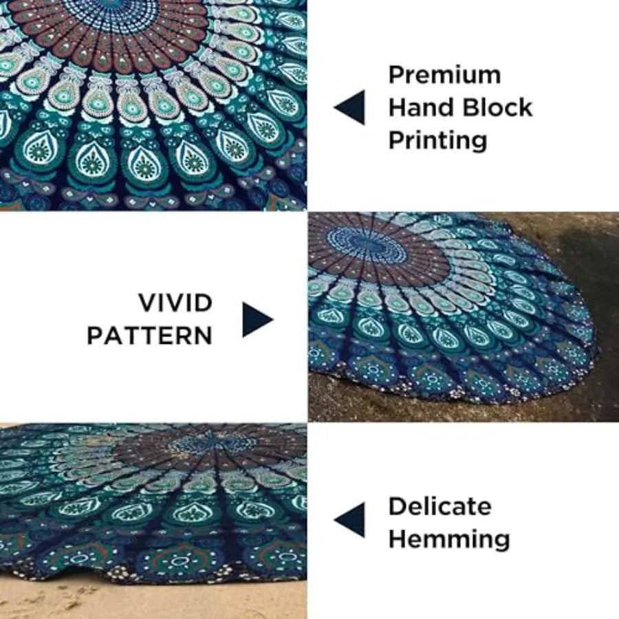 Round Boho Mandala Beach Tapestry Cotton Throw For Home Decor Yoga Mat
