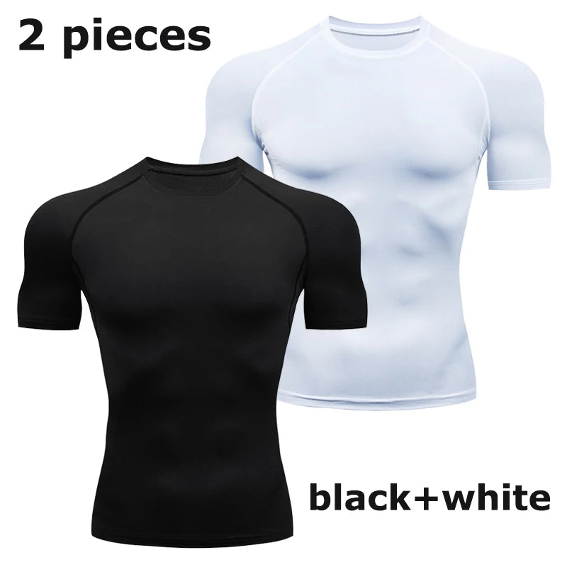 Men's Compression Shirt Short Sleeve Gym Top for Workout Fitness