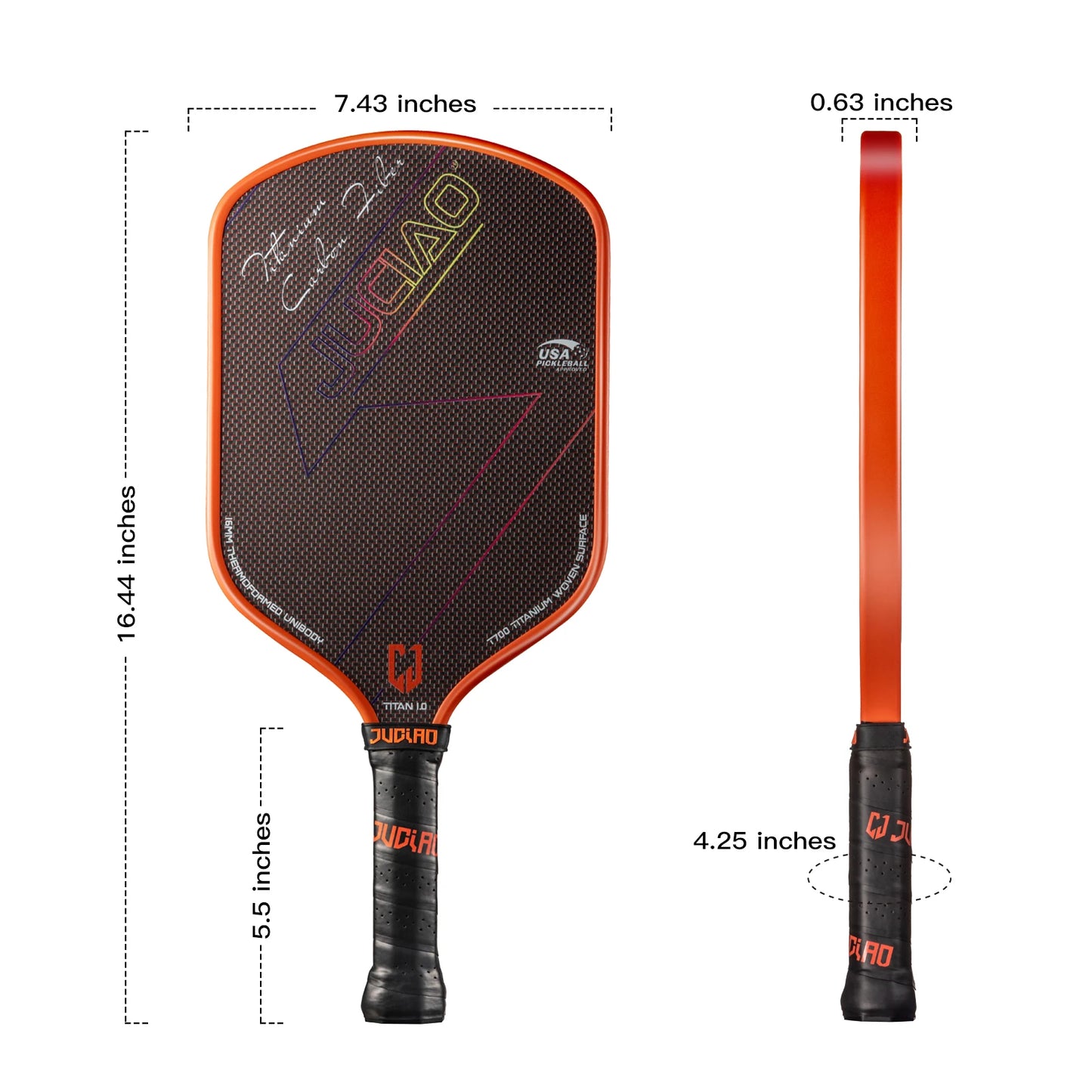 JUCIAO Titanium Paddle Carbon Fiber Pickleball Spin Control