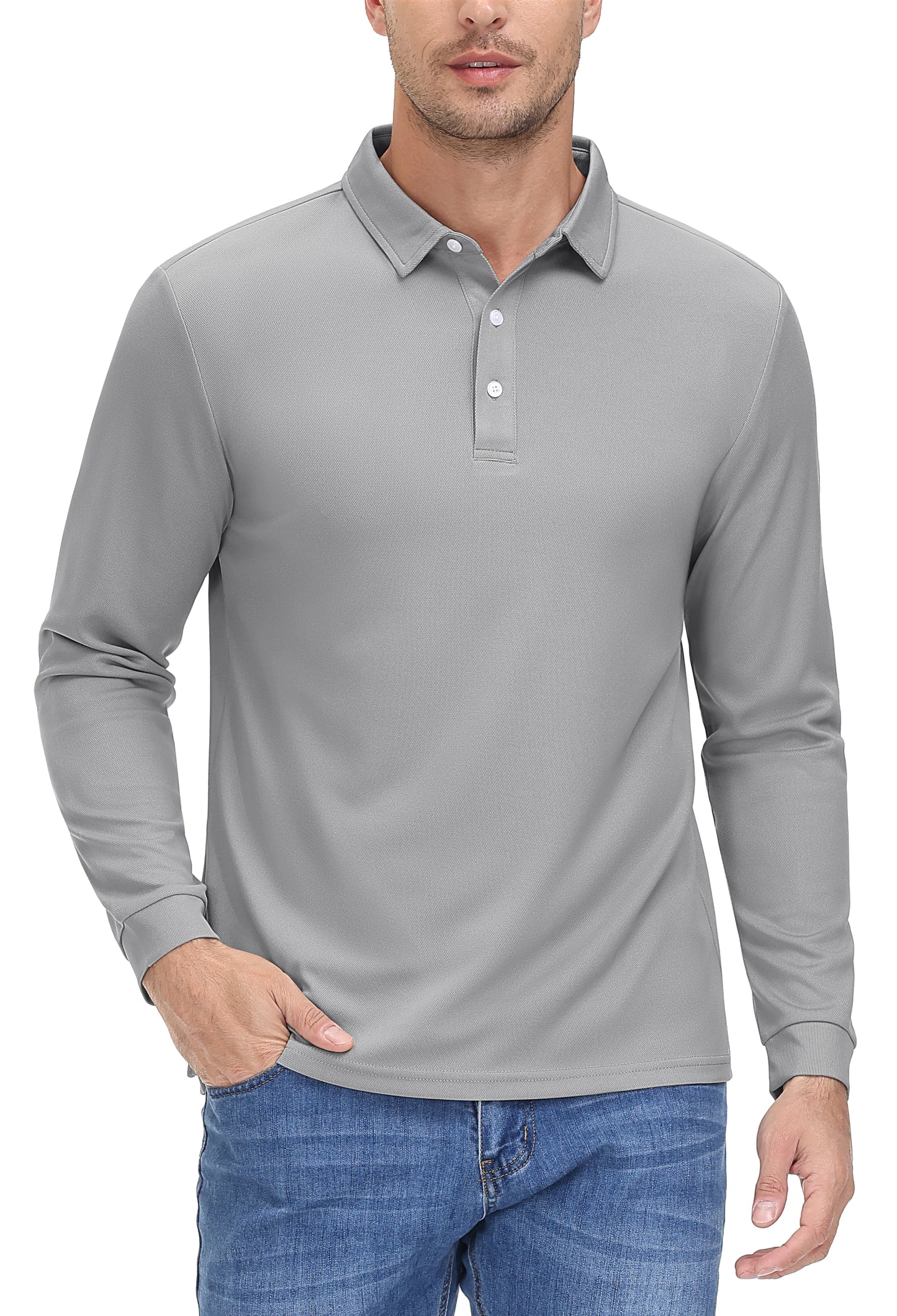 Men's Quick Dry Golf Polo Shirt Breathable Long Sleeve