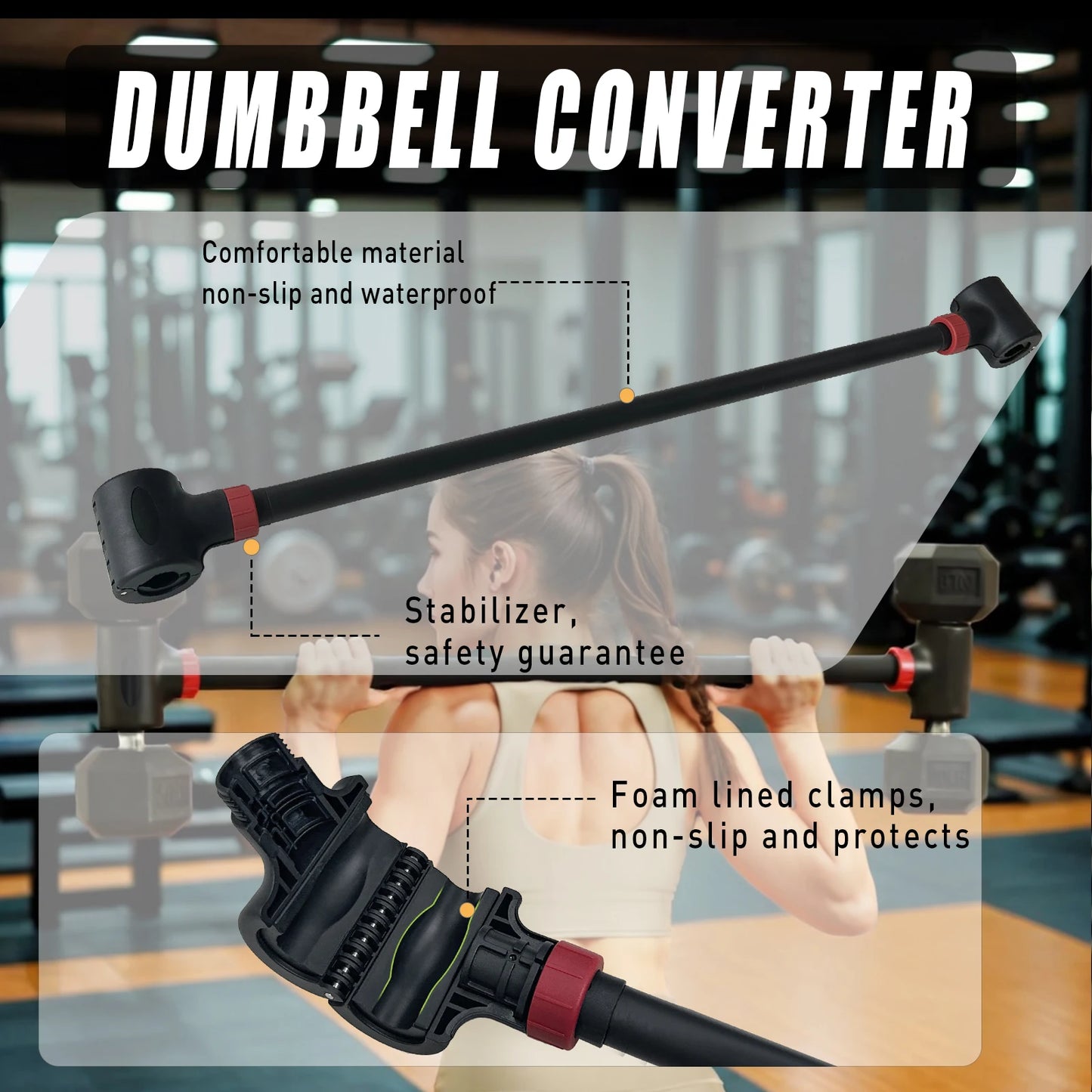 MARSAFIT Adjustable Dumbbell Converter Barbell Set And Kettlebell
