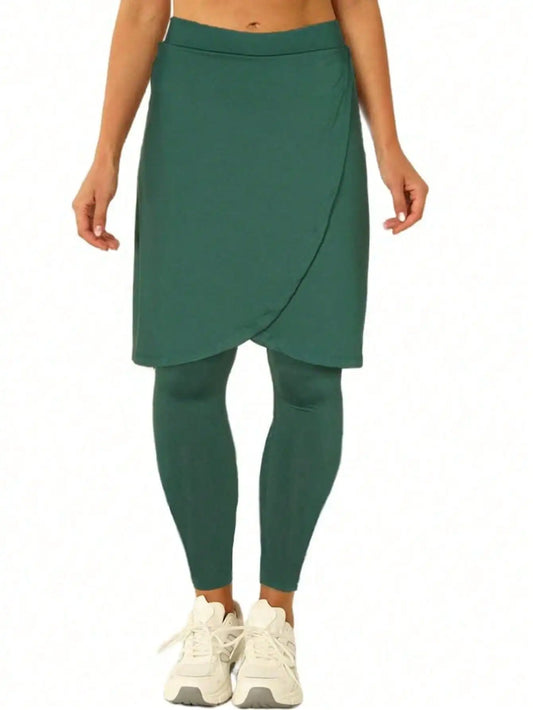 Fisoew Women's Athletic Skirt With Leggings Wrap Skorts Pocket