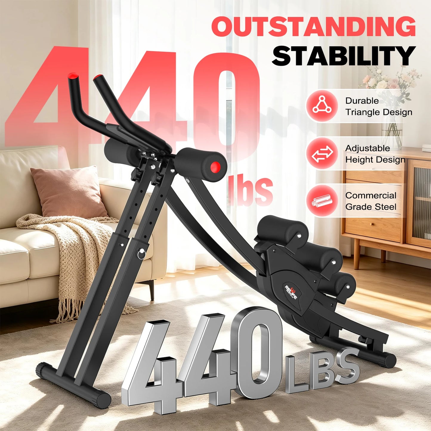 Foldable Dual Split-Track Ab Machine Core Trainer For Home Fitness