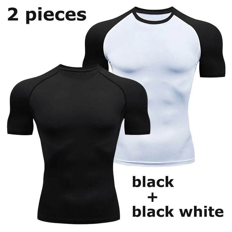 Men's Compression Shirt Short Sleeve Gym Top for Workout Fitness