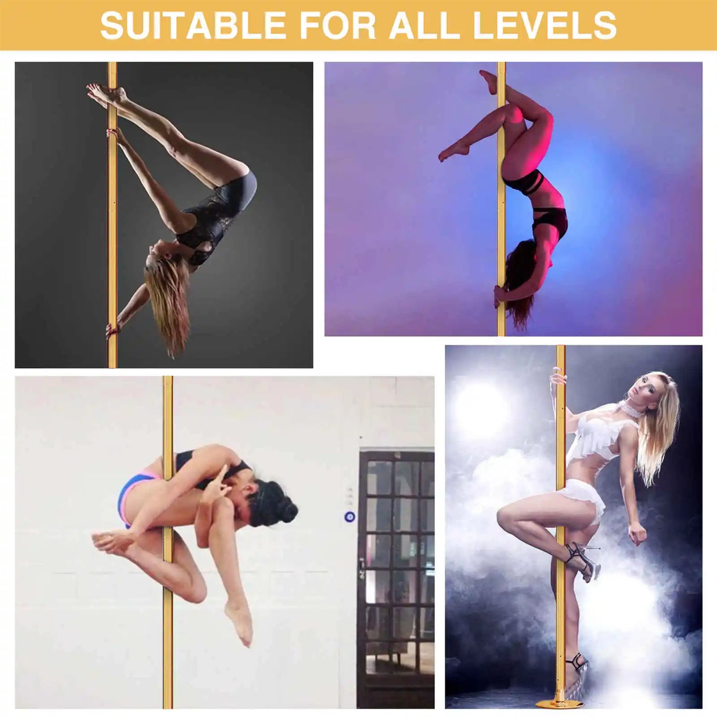 45mm Adjustable Dance Pole With Spinning And Static Modes Heavy Duty