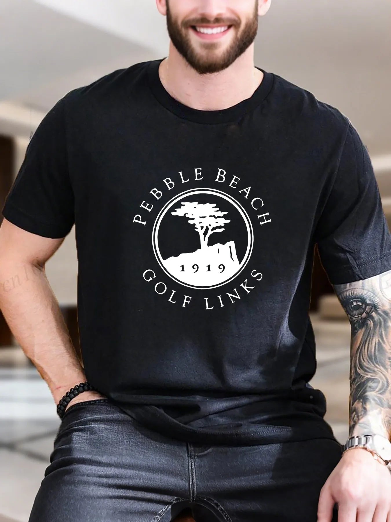 Pebble Beach Golf Mens Cotton T Shirt Casual Top Wear