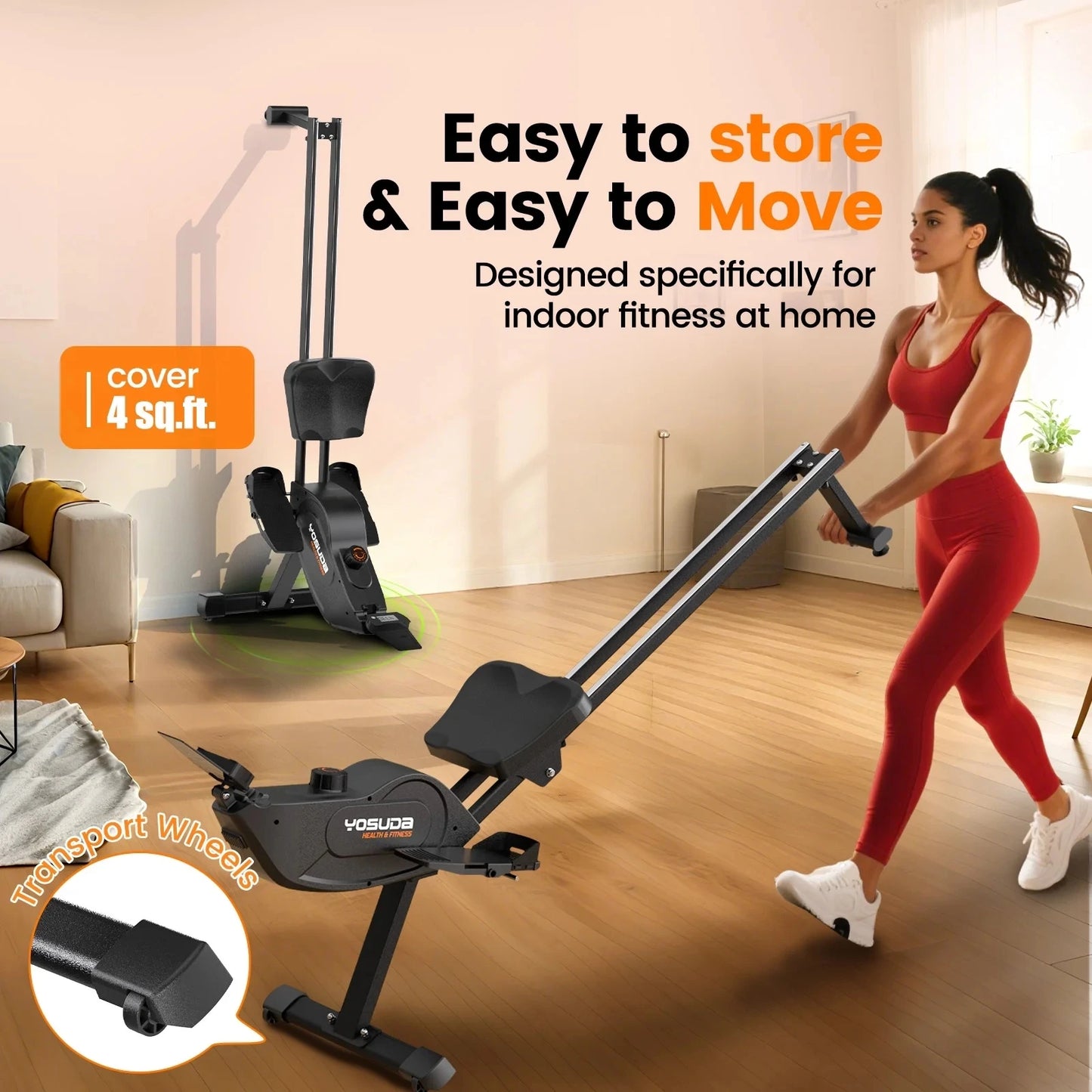YOSUDA Magnetic Rowing Machine 350 Lb Weight Capacity Foldable