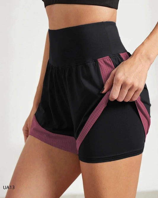 Women's 2 In 1 Running Shorts Double Layer Beach Shorts