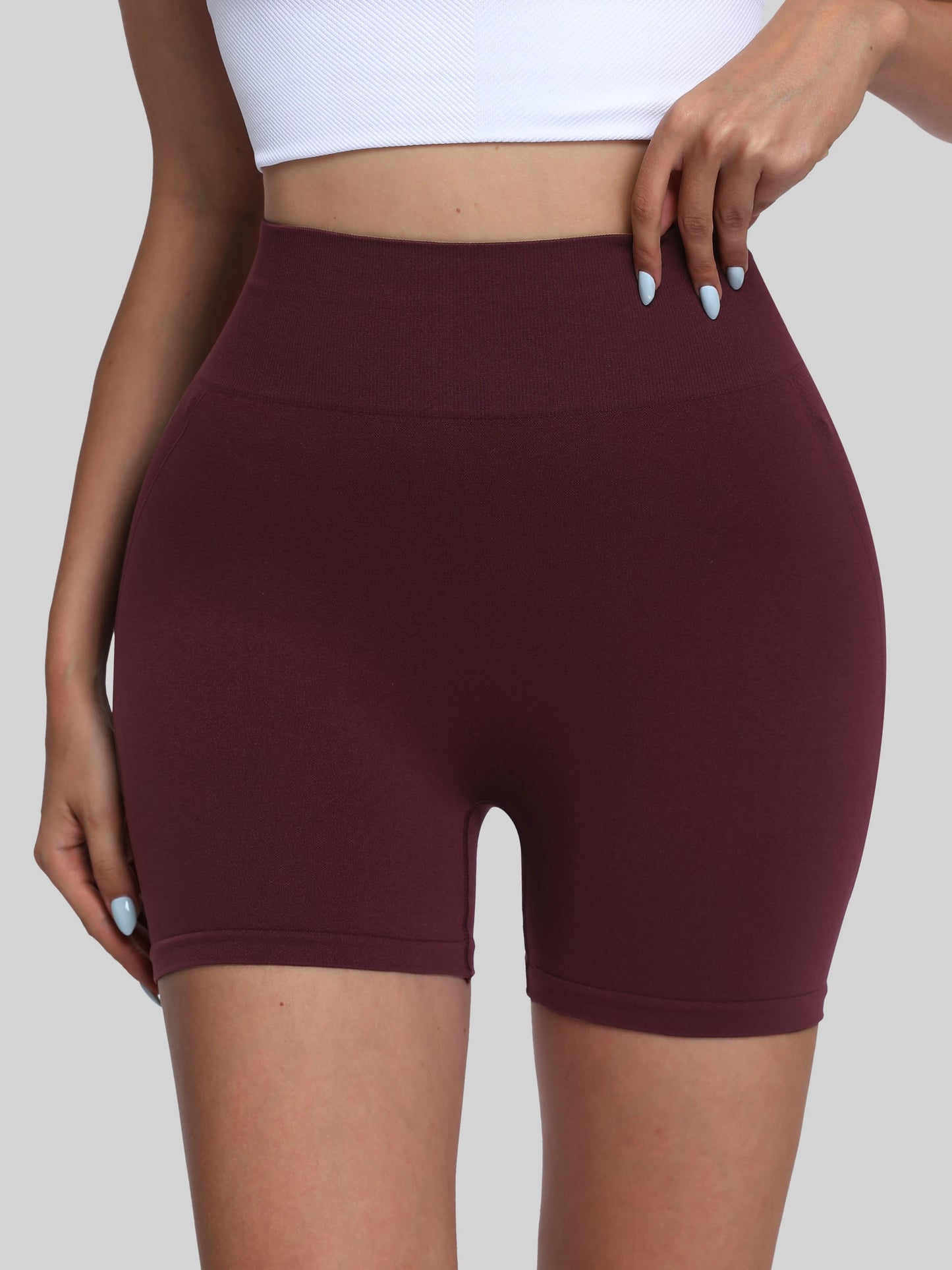 High-Waisted Ladies' Sports Shorts for Yoga and Running Workouts
