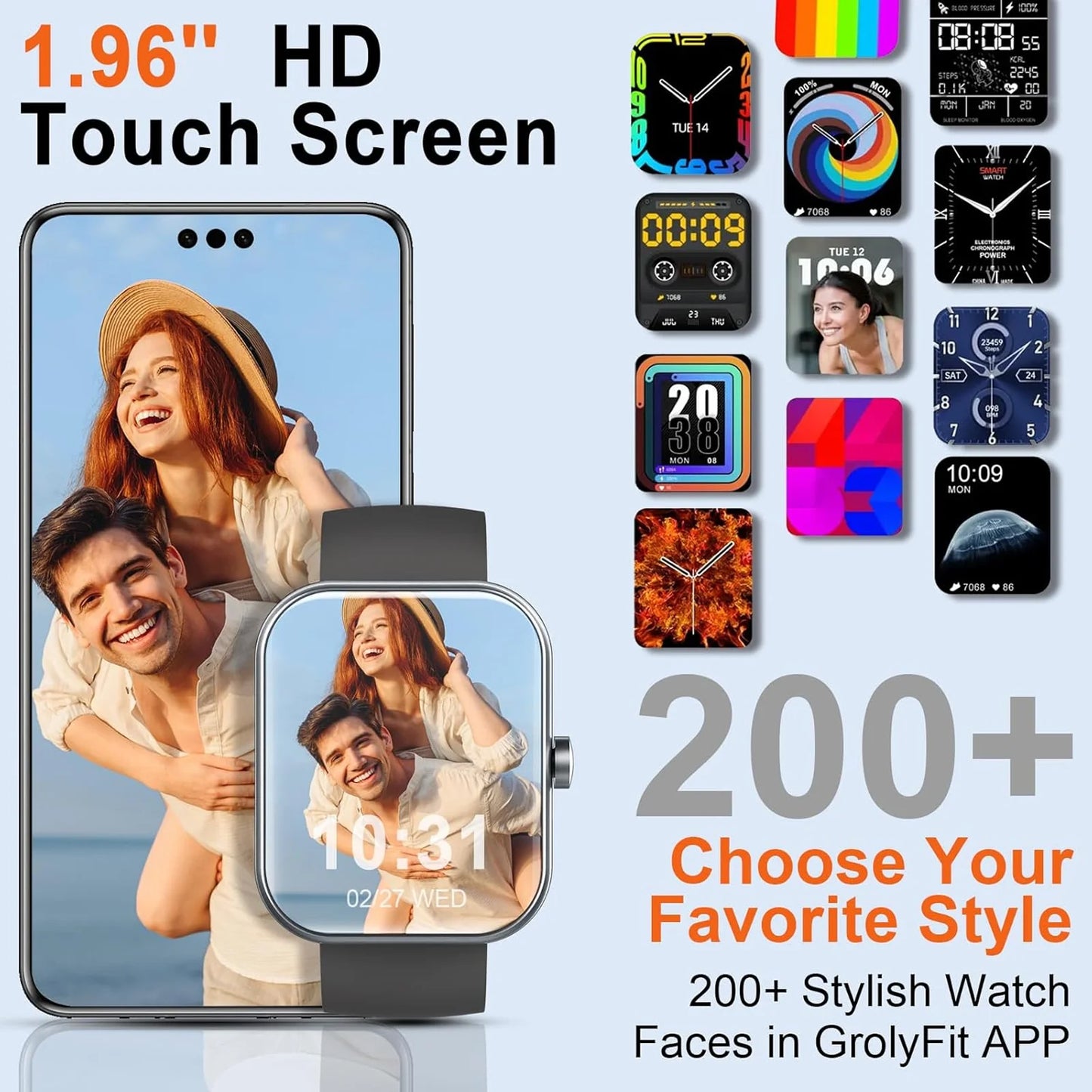 Nerunsa Smart Watch With Call Function Fitness Tracker Sleep Monitor IP68