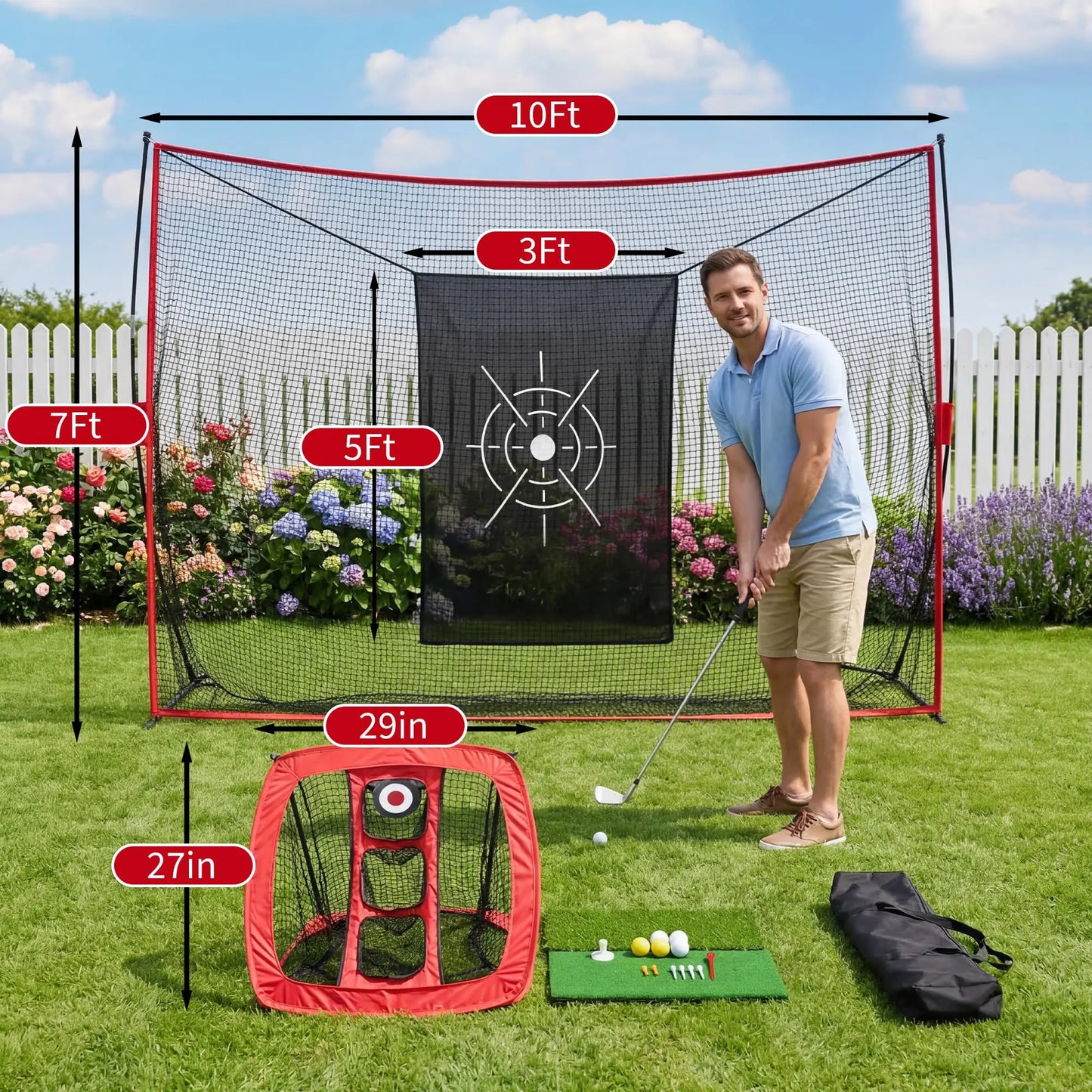 HiMISS Durable Golf Practice Net With Chipping Goal Kit