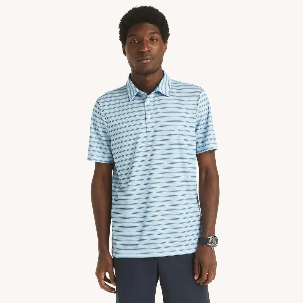 Nautica Men's Slim Fit Striped Golf Polo Shirt Casual Sportswear