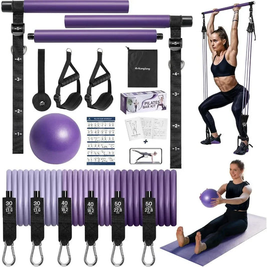 Upgraded Pilates Bar Kit With Resistance Bands Natural Latex
